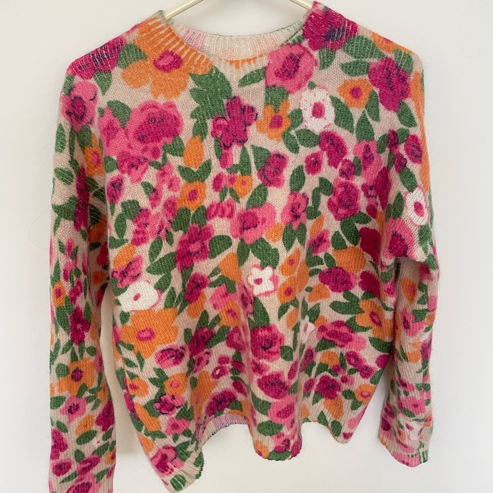 Sezane floral wool sweater